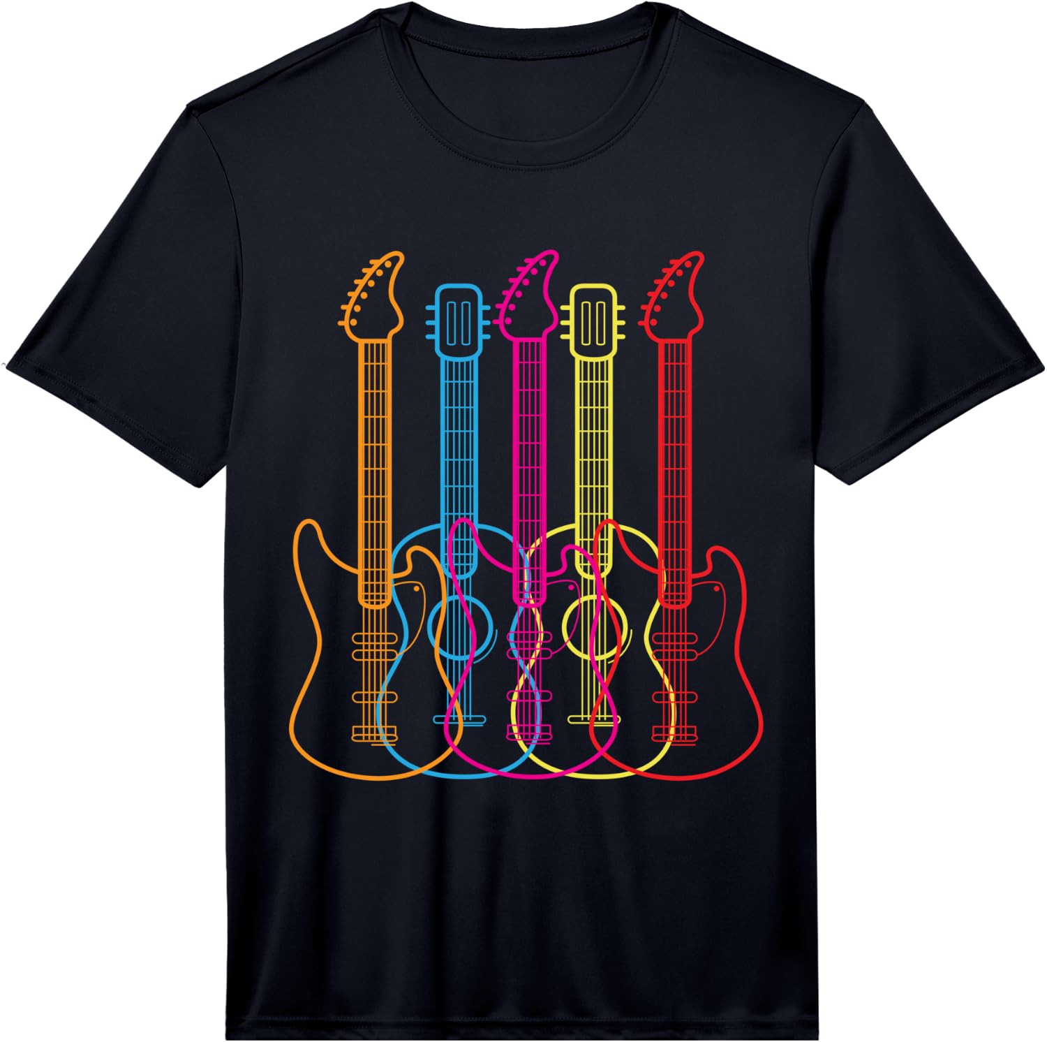 Vintage Retro Colourful Guitar Music Lovers Funny Gift Performance Unisex T-Shirt S