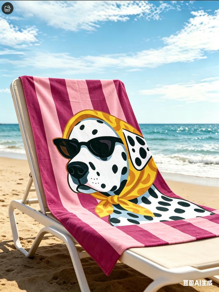 Dalmatian Dog Beach Towel Cartoon Cool Dog Print Microfiber Quick Dry Oversized Bath Towel Absorbent Beach Blanket for Summer