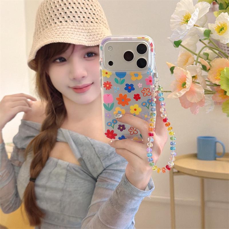 Spring Fresh Flower Chain Case for iPhone 17, 16 Pro Max, 15, 14