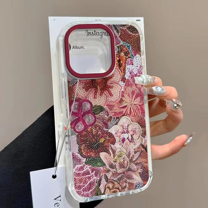

Чехол для телефона с принтом вышивки бисером «Цветочный сон» для iPhone 17 16 15 14 13 12 11 Pro Max XS X 7 8 Plus SE 2022 16E Мягкий чехол из ТПУ iPhone 16e