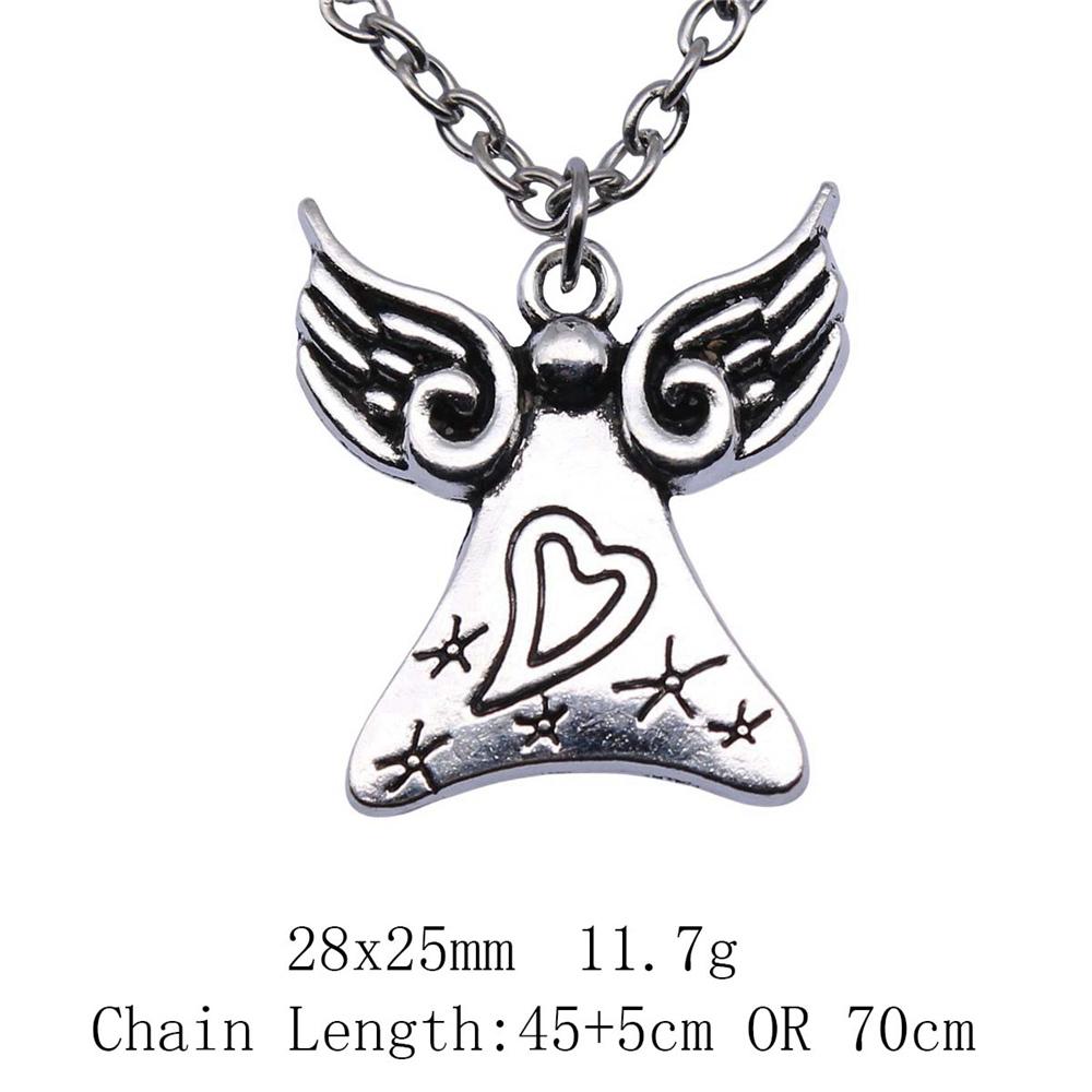 Vintage Angel Wing Pendant Necklace Alloy Feather Guardian Charm Necklaces Blessing Jewelry Gift For Making