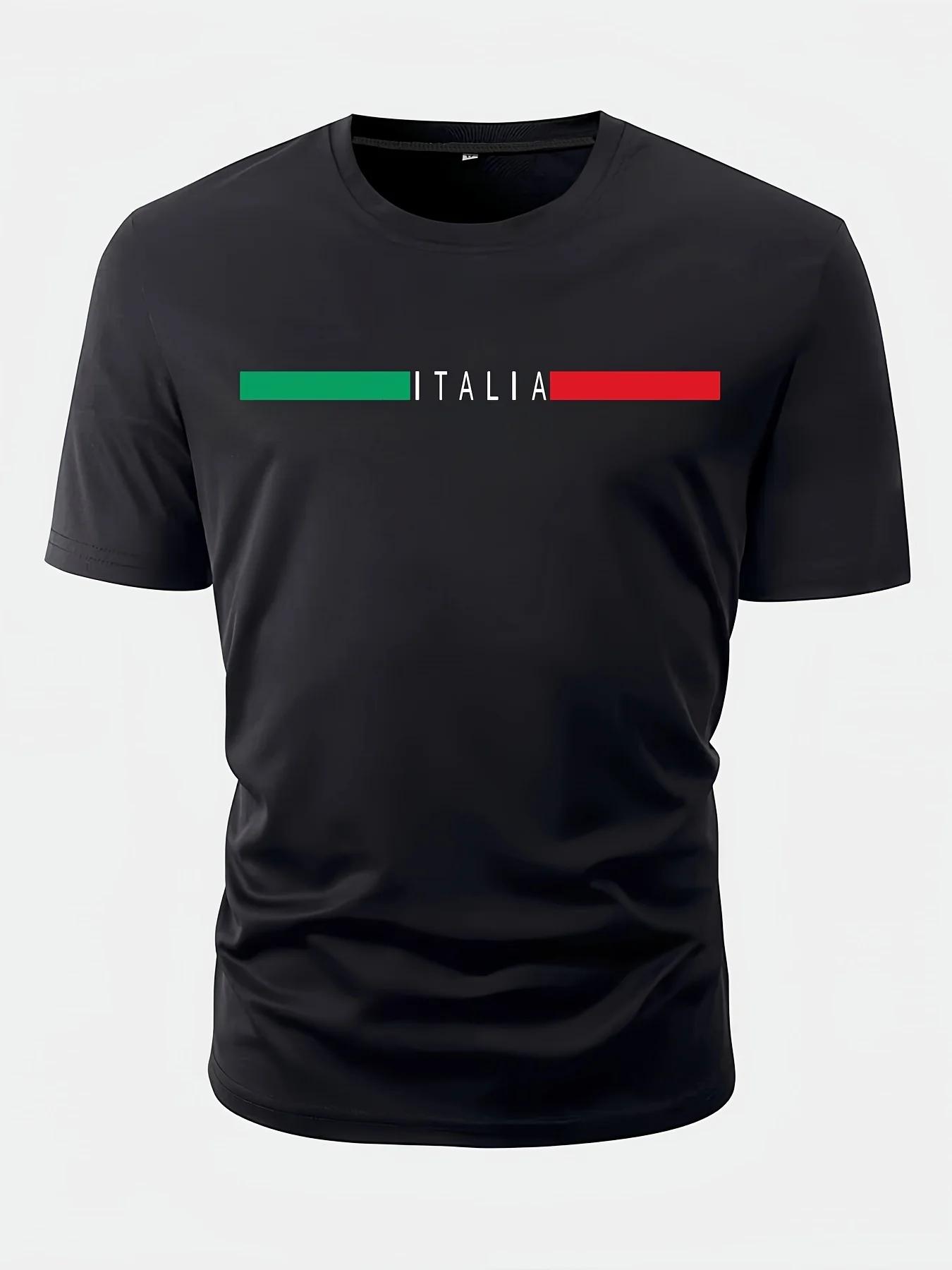 

Italia Print, футболка унисекс с графическим дизайном и круглым вырезом, повседневные удобные футболки, футболки на лето, одежда унисекс, топы S
