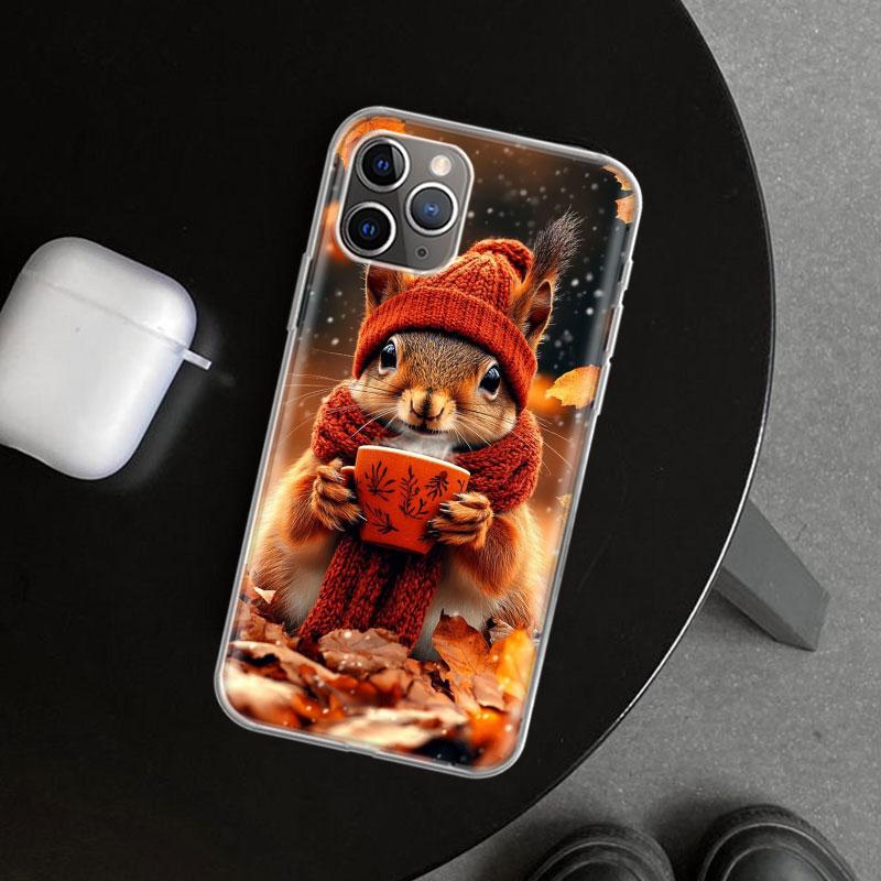 Animal Squirrel Phone Case Cover for iPhone 11 12 13 Mini 14 15 Plus 16 Pro Max 17 Air 7 8 + SE Art Customized Fundas 11 12 13 M