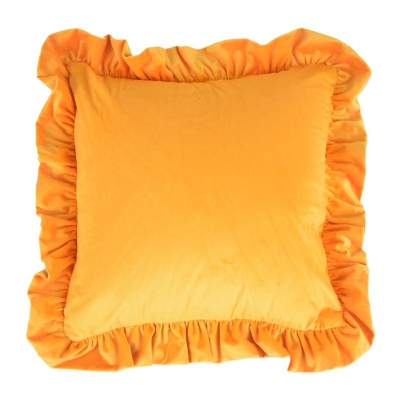 17.7In/19.7in Pillowcase Square Ruffled Pillow Sham Velvet Wrinkle Resistant Zippered Sofa Bedroom Decoration