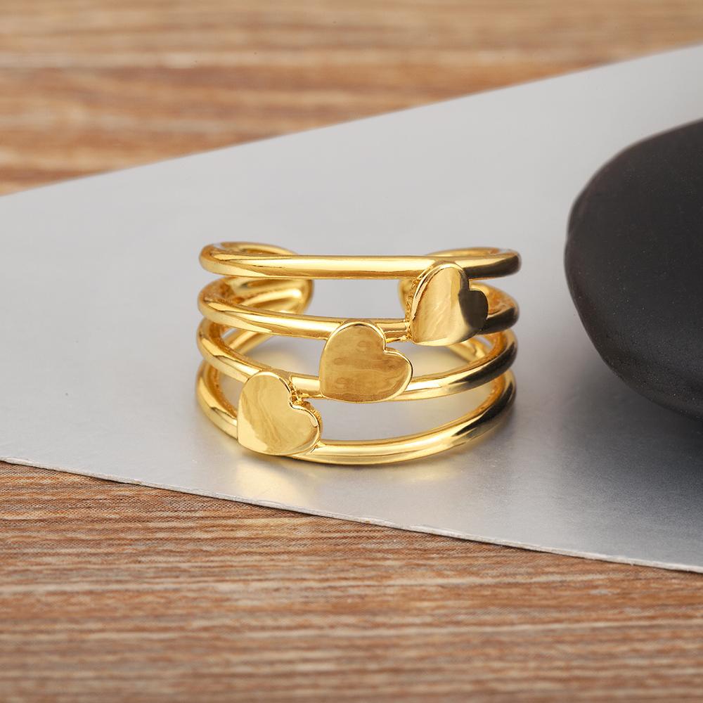 Nidin New Fashion Romantic Heart Shape Multilayer Open Rings Adjustable For Female Male Anniversary Party Finger Jewelry Gifts