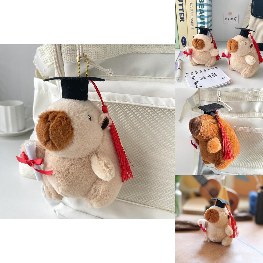 Cute Graduation Cap Capybara Stuffed Animal Bag Charm For Throwing Graduation Season