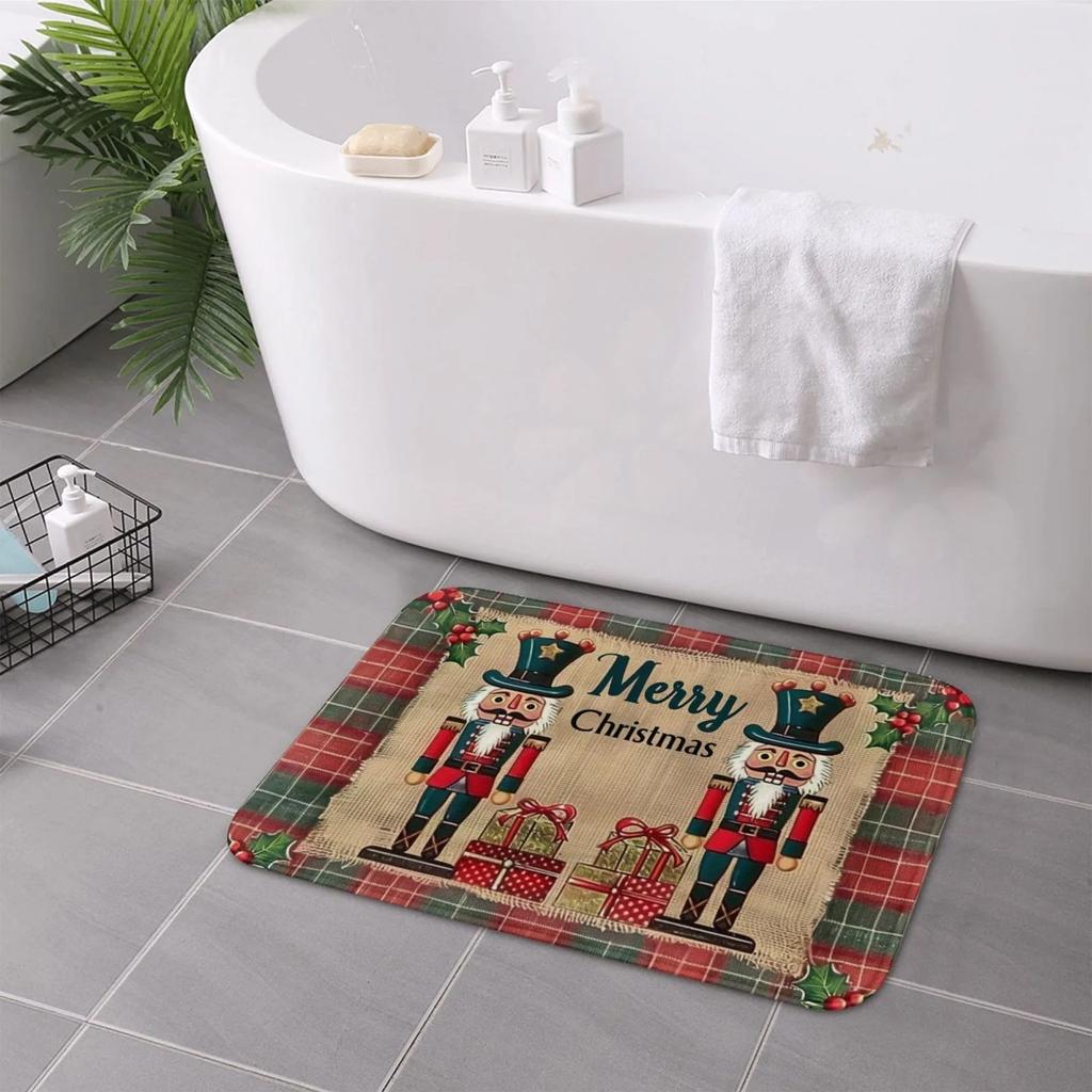 Christmas nutcracker welcome door mat soft non-slip floor mat suitable for room bathroom kitchen home decoration