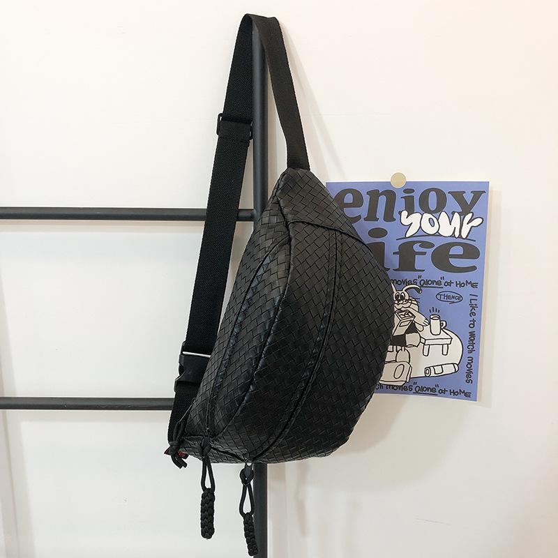 

Мужская нагрудная сумка Модный бренд Плетеная сумка через плечо Большая вместимость Универсальная ПУ плечевая сумка Спортивная маленькая плечевая сумка Студенческая поясная сумка Женская large