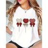European Size [Heart Lollipop T-Shirt] Women's Plus Size Heart-Shaped Lollipops Round Neck Short Sleeve T-Shirt