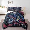 3 Piece Bedding Set with Duvet Cover and 2 Pillowcases - Cowboy Bebop Crew Action Collage - Blue Red Anime Decor