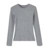 European Grey Slim Fit Round Neck Long Sleeve Women's T-shirt for Autumn/Winter 2025