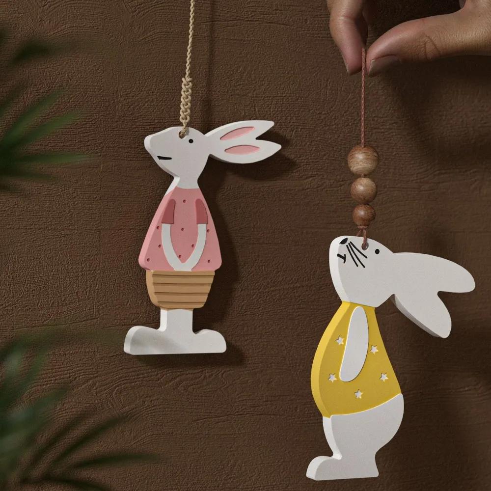 1PCS Pattern Rabbits Silicone Molds DIY Easter Decorative Hanging Tags Plaster Cement Mould Keychains Ornaments Epoxy Resin Mold