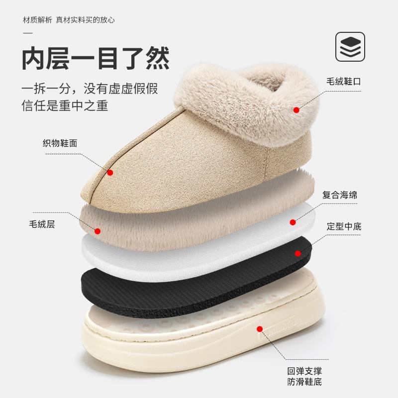 Cotton slippers women's winter bag heel fleece thickened new home thermal outer wear plush snow boots women's winter