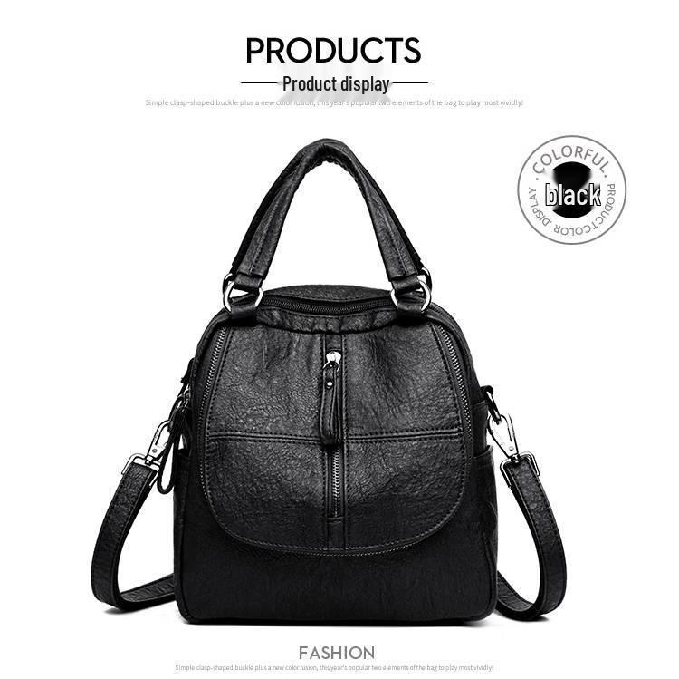 Women's Versatile PU Leather Backpack - Large Capacity Casual Handbag Schoolbag