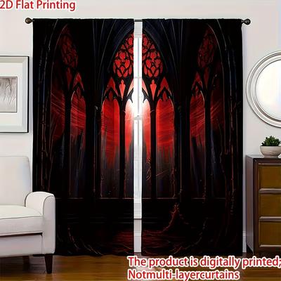 Vampirpalast Druck Vorhänge Geeignet Schlafzimmer Wohnzimmer Küche Dekoration Haus Fenster Set von 2 Hergestellt Polyester Dekor