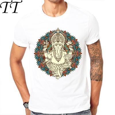 Fashion Short Sleeve Design Lord God Ganesha Printed Men T-shirt Cool Funny Men's Tee Shirts Tops Men T-shirt Casual Men T Shirt