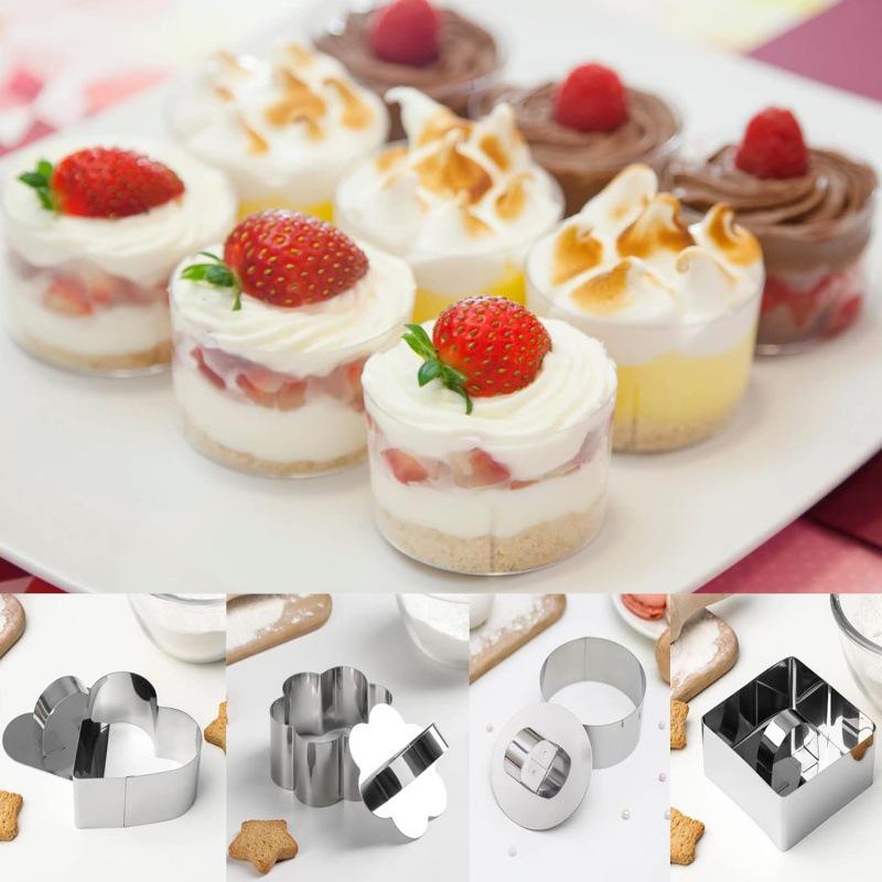Stainless Steel Round Cake & Mousse Ring with Push Plate for DIY Baking