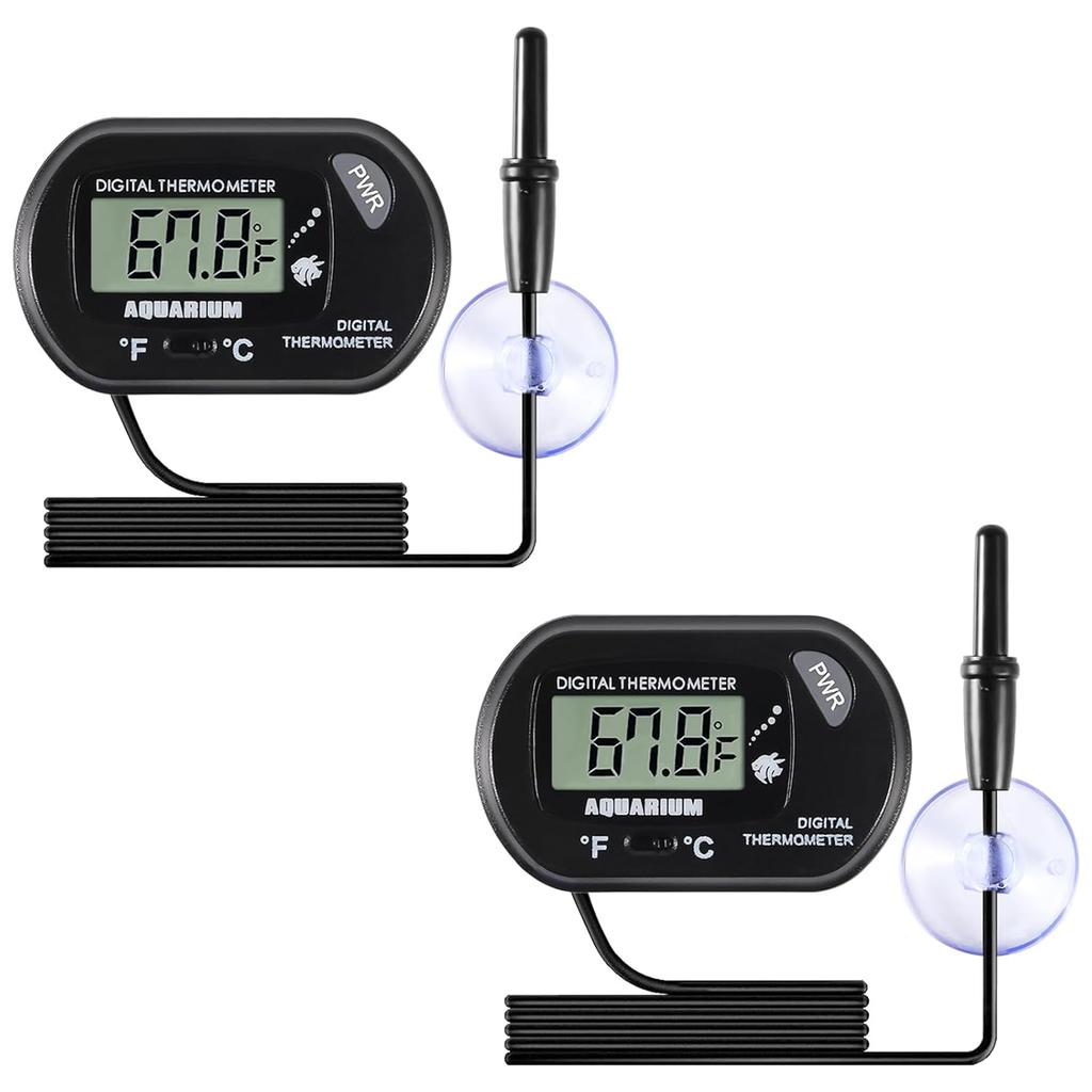 Aquarium Thermometer LCD Digital Fish Tank Thermometer with Water-Resistant Sensor Probe and Suction Cup for Turtle Incubators Terrarium Water