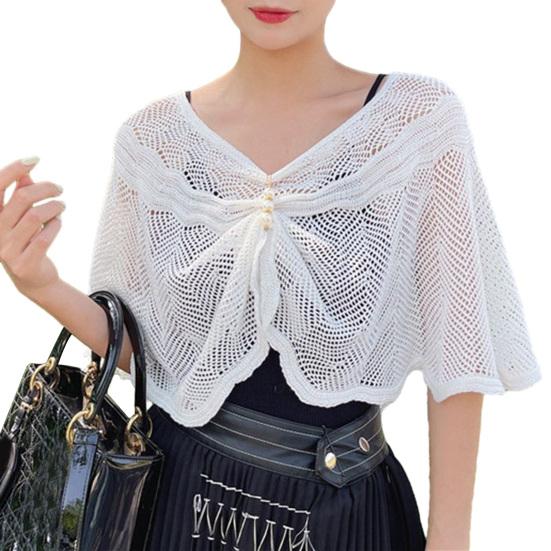 Sunscreen Cardigan Solid Color Half Sleeves Super Thin Shawl Coat Sun Protection Breathable Mesh Sundress Cover Tops Casual Wear Women Clothes