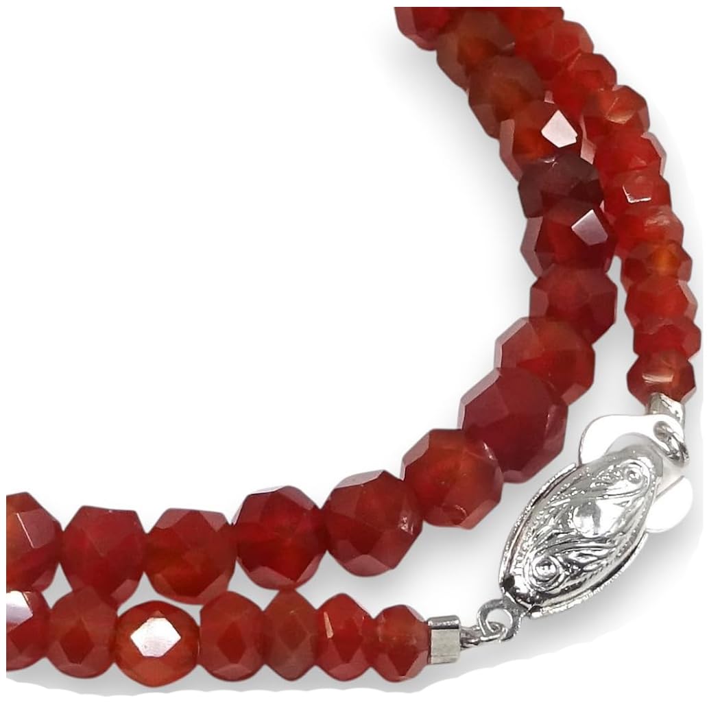 

[Your and My Jewelry Box] Natural Red Agate (Carnelian) Necklace, SILVER925, Approx. 5-6mm, Approx. 42cm, Regular Cut Ball Finish [Gift Wrapped]