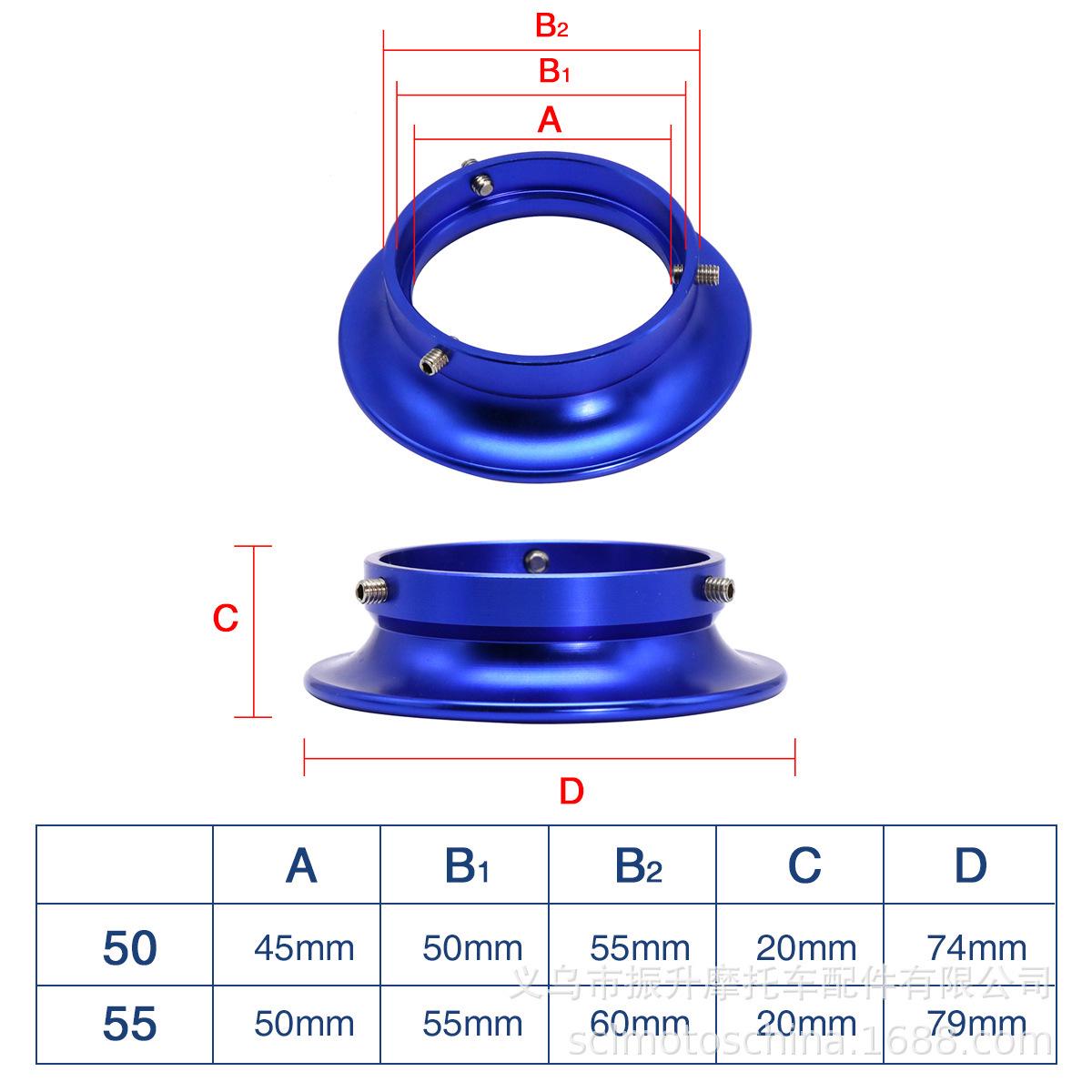 

CNC Air Filter Funnel for PWK21-34 Motorcycle Carburetor (50-55mm Intake) Red 50mm, Height 20