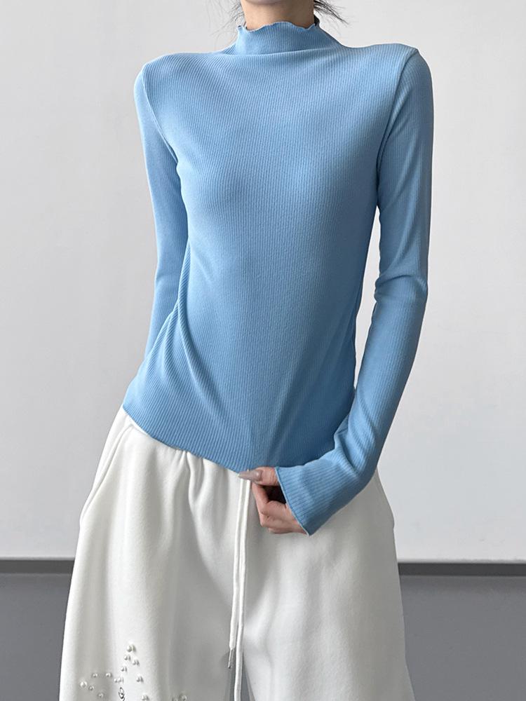 French Style Women's Luxury Knit Base Layer: 2025 Slim-Fit Long-Sleeve Top for Winter