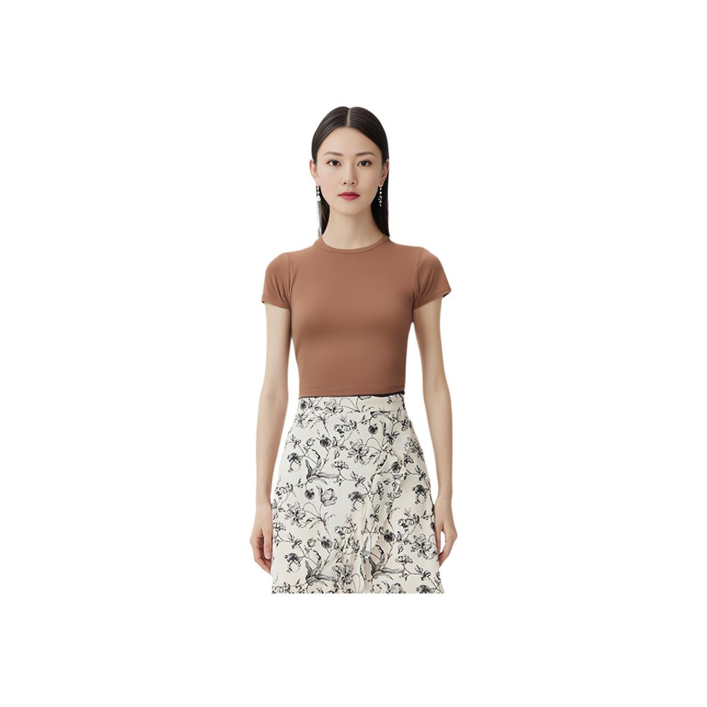 Under Armour Meridian SS25 Round Neck Solid Slim Fit Short Sleeve T-Shirt Women T-Shirt Mocha-Rose 6000341-696