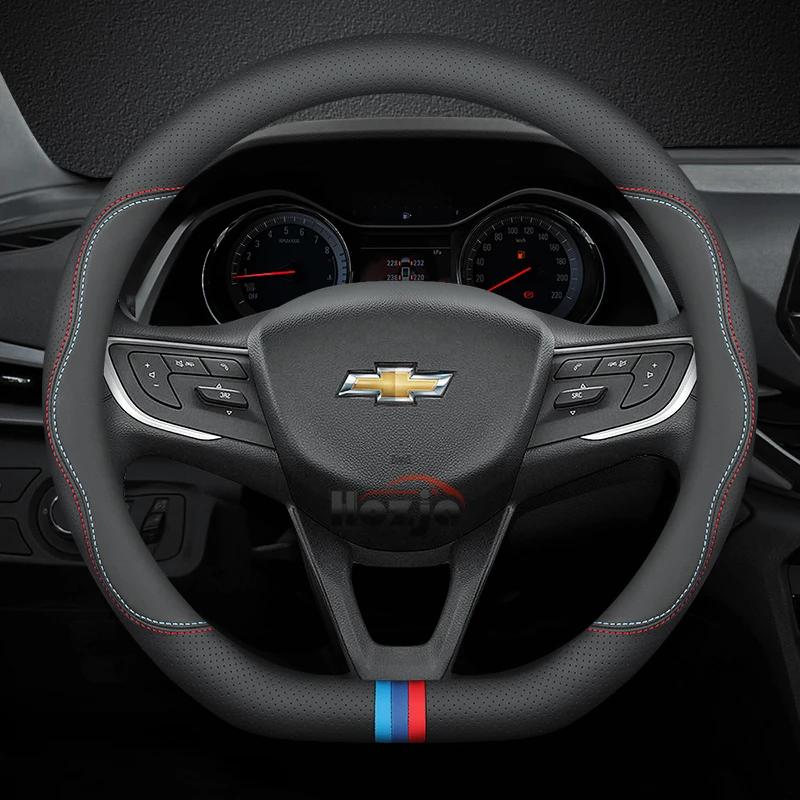 Leather Car Steering Wheel Cover for Chevrolet Chevy Malibu Spark Tracker Cruze Sonic Camaro Equinox Volt Seeker Accessories