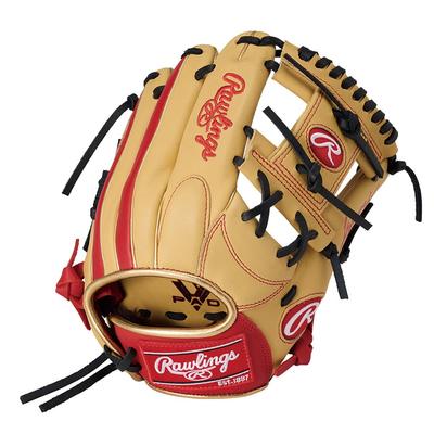 Rawlings Guanto da Baseball Hyper Tech Color Sync, Guanto da Lancio, Junior/Jr., per Bambini (GJ5FHTCG9M), Tutto tondo, Cammello/Scarlatto, Medio, Destro