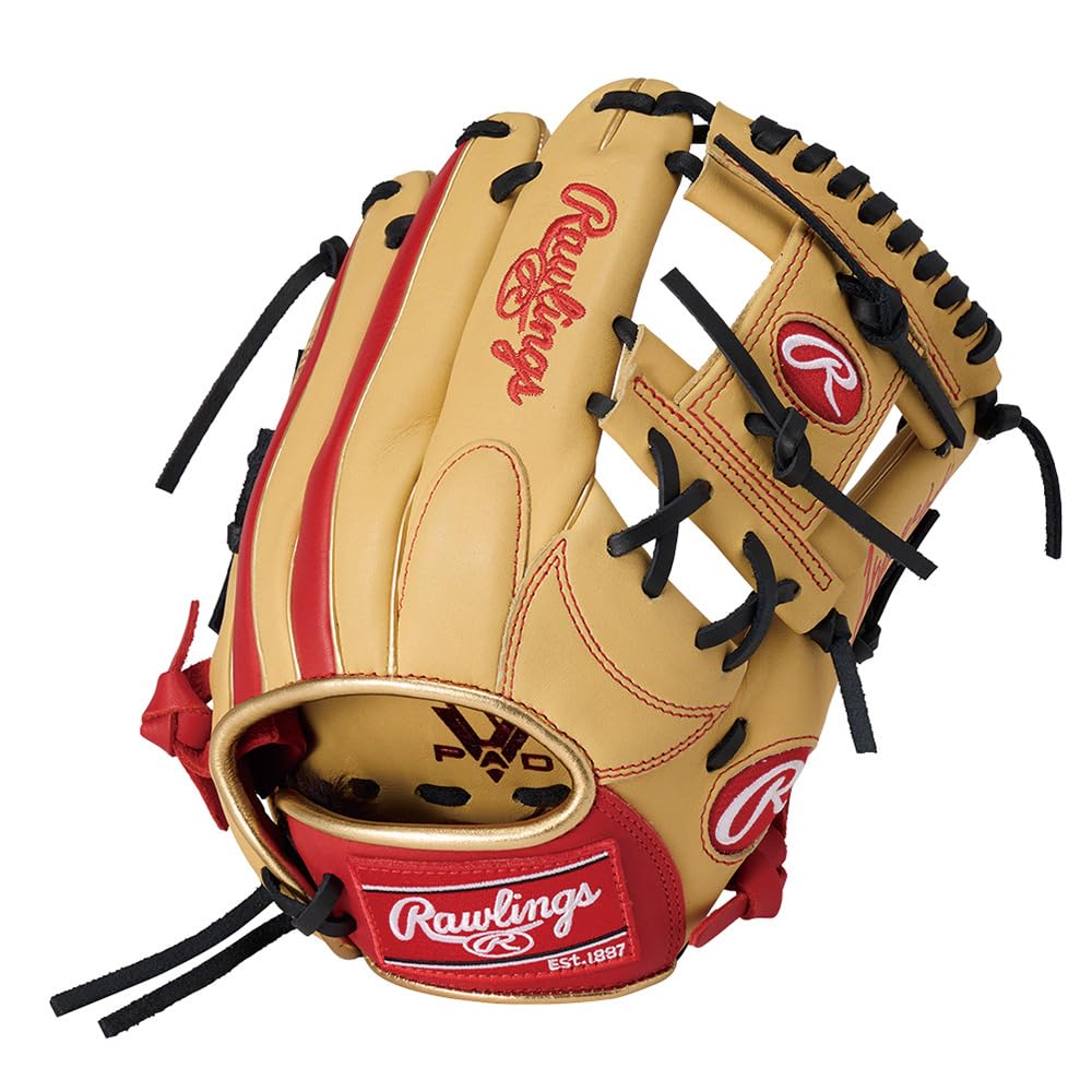 Rawlings Baseball Hyper Tech Color Sync Glove Throw Glove, Junior/Jr., Kids' (GJ5FHTCG9M), All-Around, Camel/Scarlet, Medium, Right-Handed