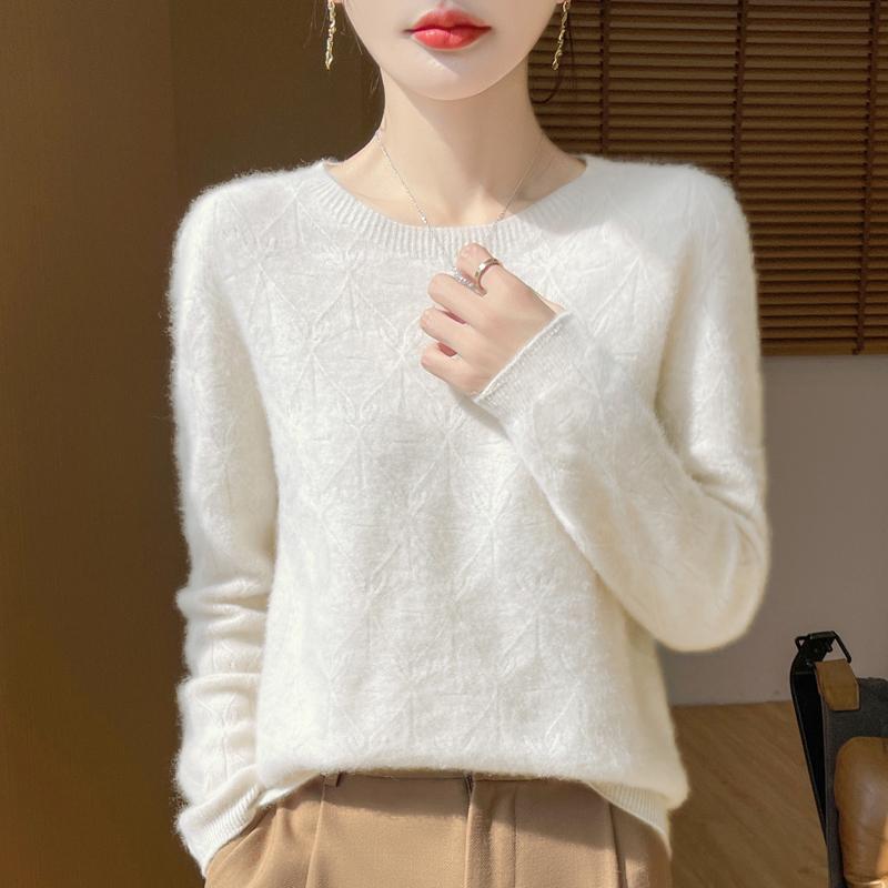 Women's Cashmere Sweater Qinghe Cashmere 30% Cashmere 70% Wool Autumn and Winter Pullover Warm and Fashionable