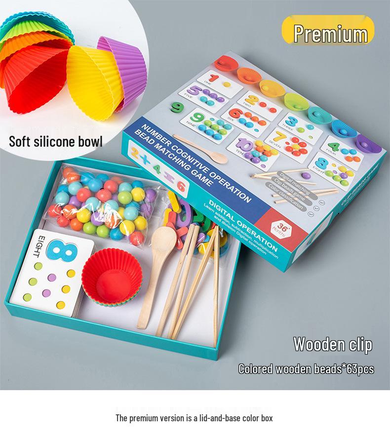Montessori Educational Number Clip Beads - Early Math Color Matching Puzzle for Kids