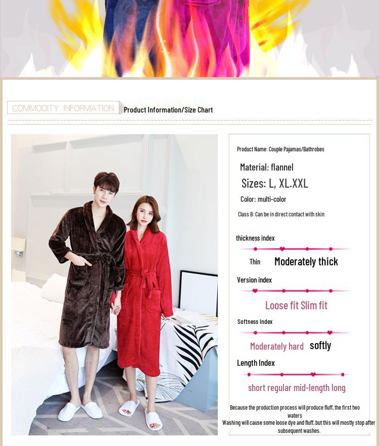 Men's Plus Size Long Coral Fleece Bathrobe - Autumn/Winter Flannel Robe