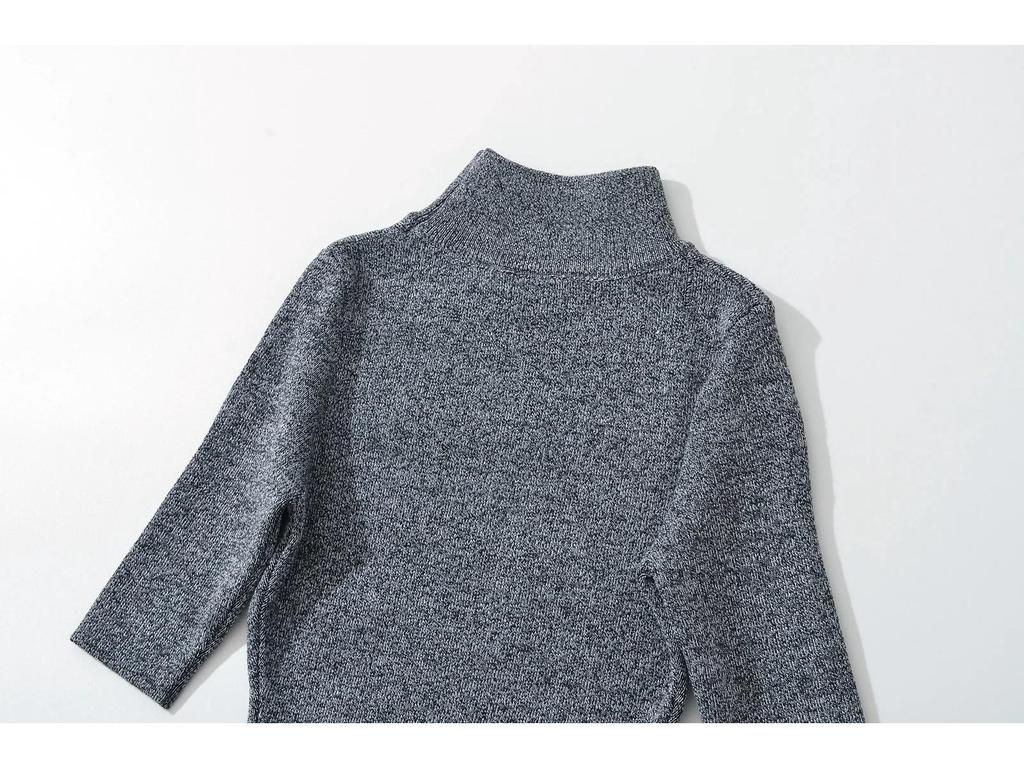 Spicy Chic Semi-High Neck Short Sleeve Knitted Dress - Spring 2025 Retro Waist-Hugging Bodycon Mini