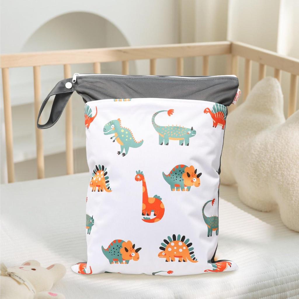 Nordic Dinosaur Baby Room Storage Bag - Waterproof Double Layer Wet/Dry Hanging Bag