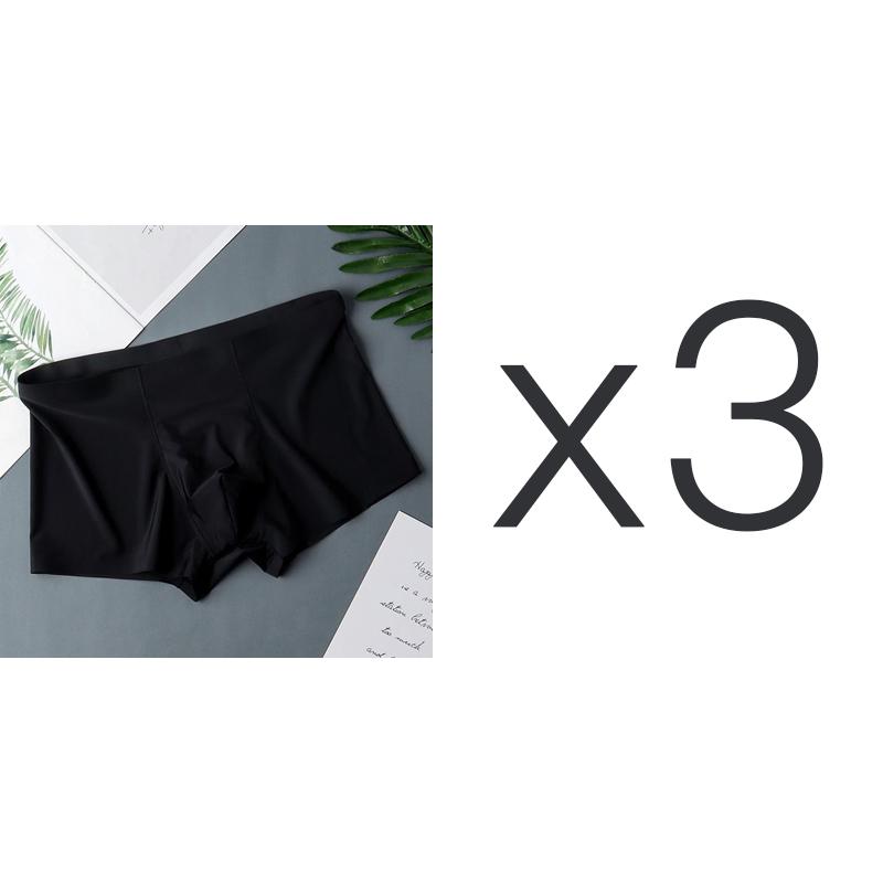 

3 PCS/SET Ice Silk Seamless Mens Boxer Shorts Breathable Underwear Male Ultra-thin Breathable Panties XL-3XL 3XL