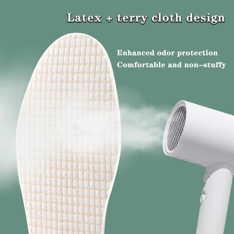 Latex Thin Insoles Sweat Anti-odor Sports Leather Shoes Pads Women's Soft Breathable Sponge Comfort Massage Feet Inserts Cushion