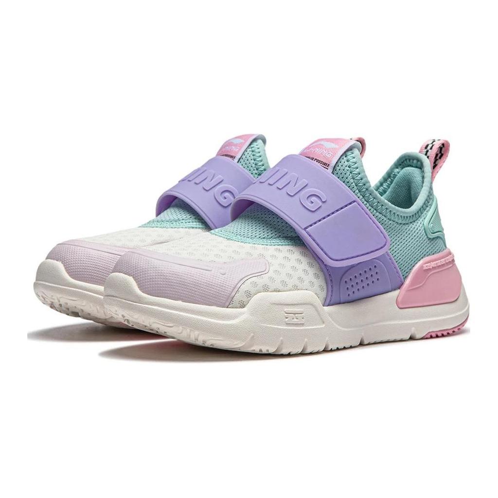 Li-Ning Cloud Non-Slip Shock Absorbing Wear-Resistant Breathable Kids Casual Shoes Kids sneaker White Purple YKNU040-10