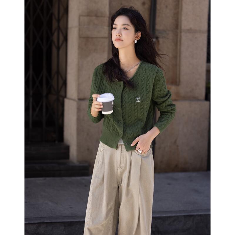 Demana Round Neck Embroidered Knitted Cardigan