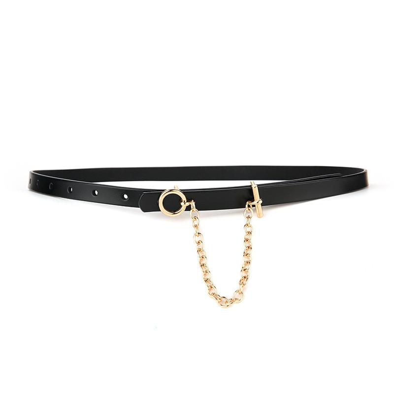 Cintura da Donna in Vera Pelle con Fibbia Quadrata per Abbigliamento Casual e Accessorio di Moda