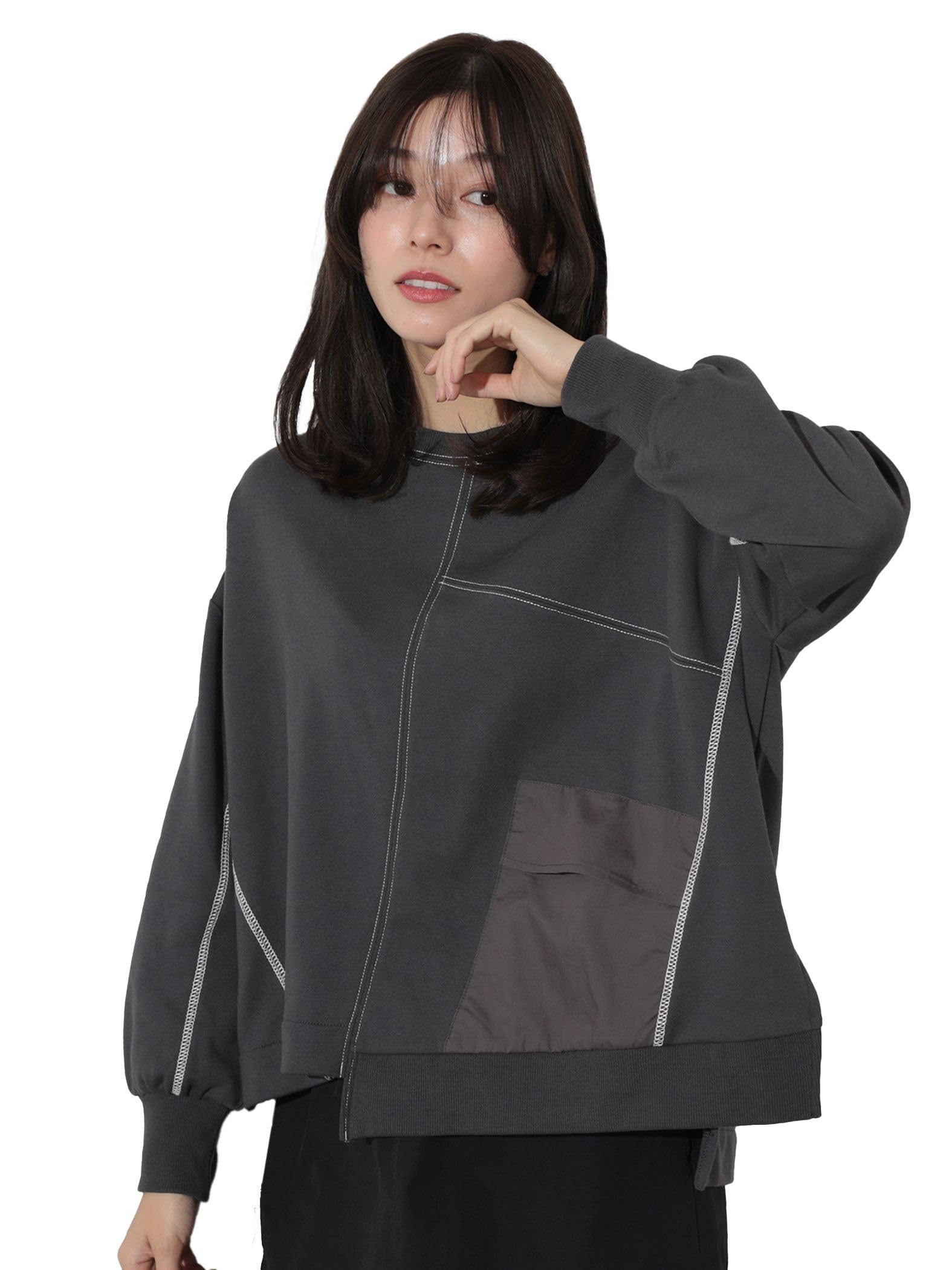 

Свитер-пэчворк Switching Pullover БЕСПЛАТНО [Beams Heart] женский C.BLACK