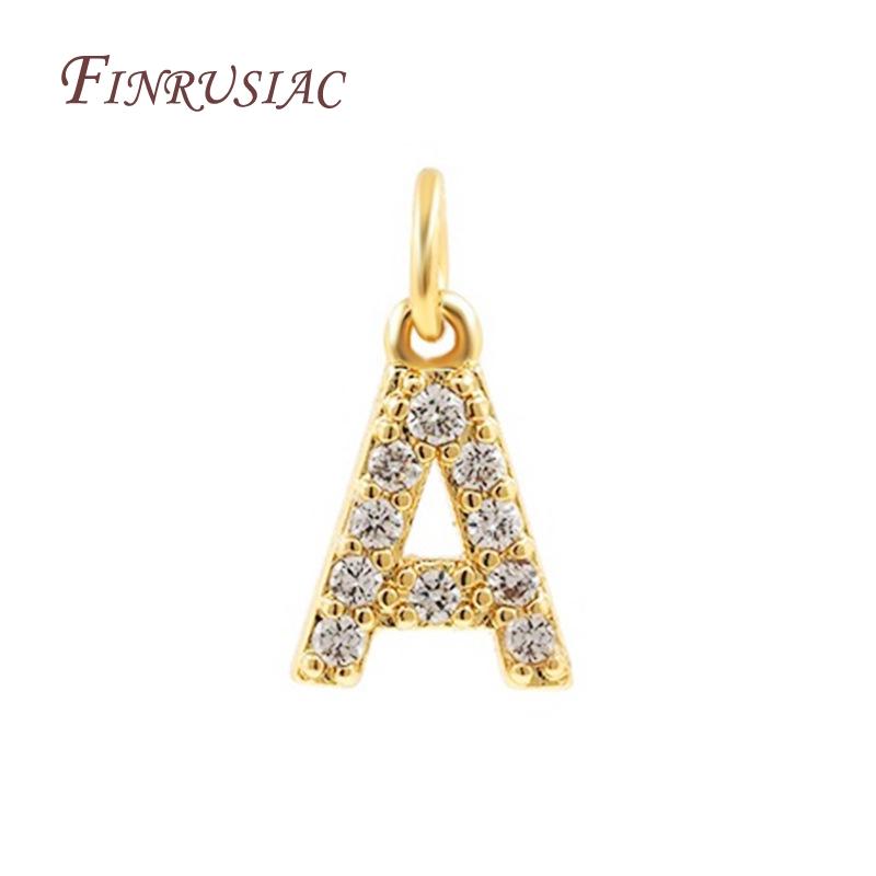 18K Gold Plated Copper A-Z Alphabet Charms For DIY Women's Necklace Jewelry Making Supplies,Fashion Inlay Zircon Letter Pendants