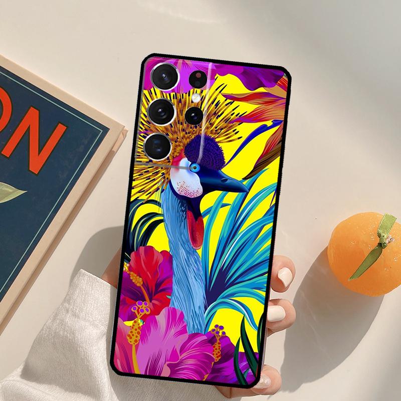 Tropical aloha Hibiscus  pattern Phone Case For Samsung Galaxy S22 S23 S21 Ultra S20 FE S8 S9 S10 Plus Note 10 20 Ultra Cover