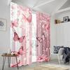 2PCS Digital Printed Curtains, Sakura Cherry Blossom Butterfly Pattern, Japanese Dreamy Soft Style for Bedroom Home Decor