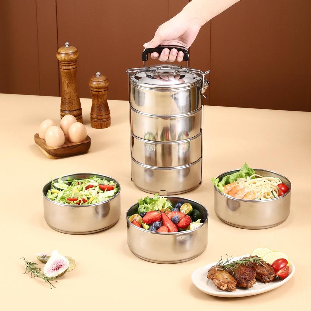 Outdoor Stainless Steel Multi-Layer Portable Lunch Box with Large Capacity for Students