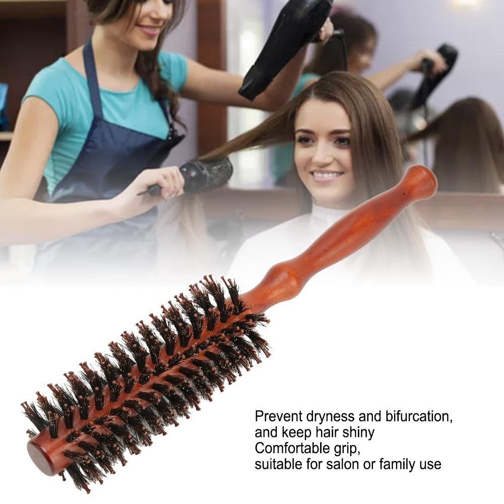 3pcs Wooden Handle Round Curling Styling Brush Small Round Brush Round Styling Hair Brush  Home Use