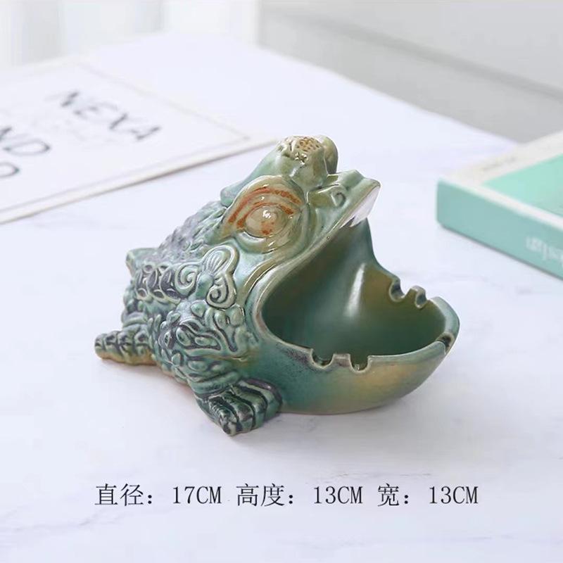 Creative Ceramic Golden Toad Ashtray Retro Abstract Animal Ash Storage Living Room Golden Toad Ashtray Large Capacity Storage