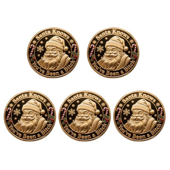 You Ain't Getting Shit Coin Funny Santa Claus Middle Finger Coin Novelty Metal Christmas Commemorative Challenge Coin Gag Gift for Friends