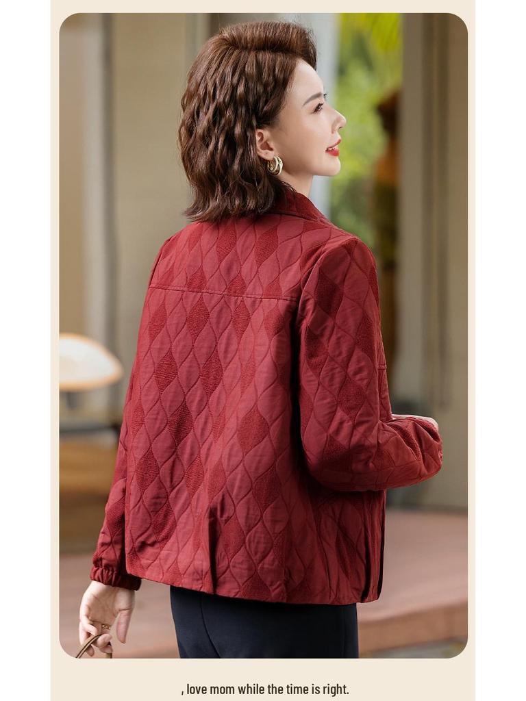 New Autumn/Winter Plus Size Lapel Jacket for Middle-Aged & Elderly Women - Casual Fashion