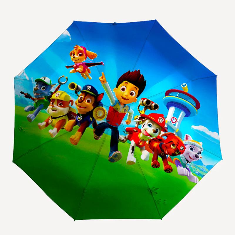 Paw Patrol Kids Birthday Cake Topper Round Umbrella, Cute Umbrella with Cute Design, Portable 3-Fold Compact Umbrella for Men & Women, Valentine's Day